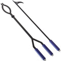 HTQXS 40 Inch Fire Log Tongs and Fire Poker Set