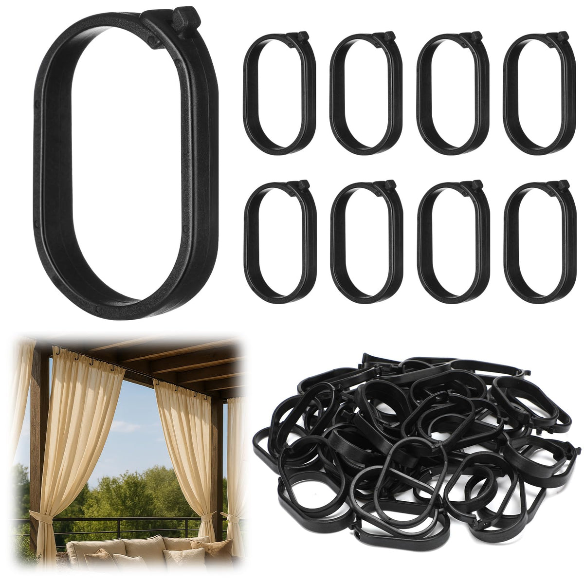 HTQXS 50-Pack Gazebo Curtain Hook Set