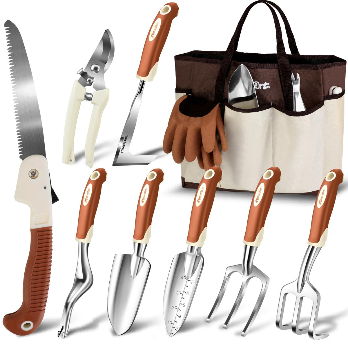 HTQXS 10-Piece Heavy-Duty Garden Hand Tool Kit