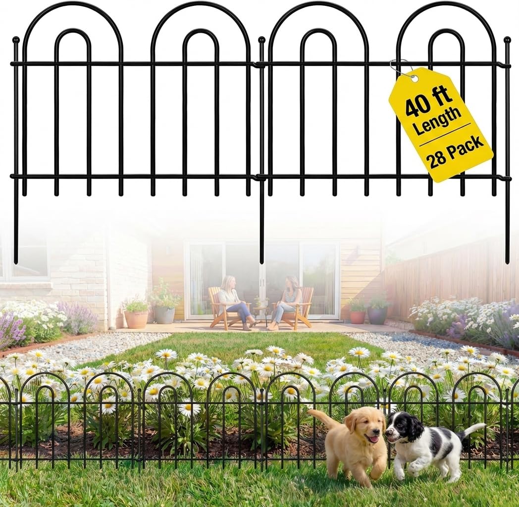 HTQXS 28-Pack Decorative Garden Fence Panel Set