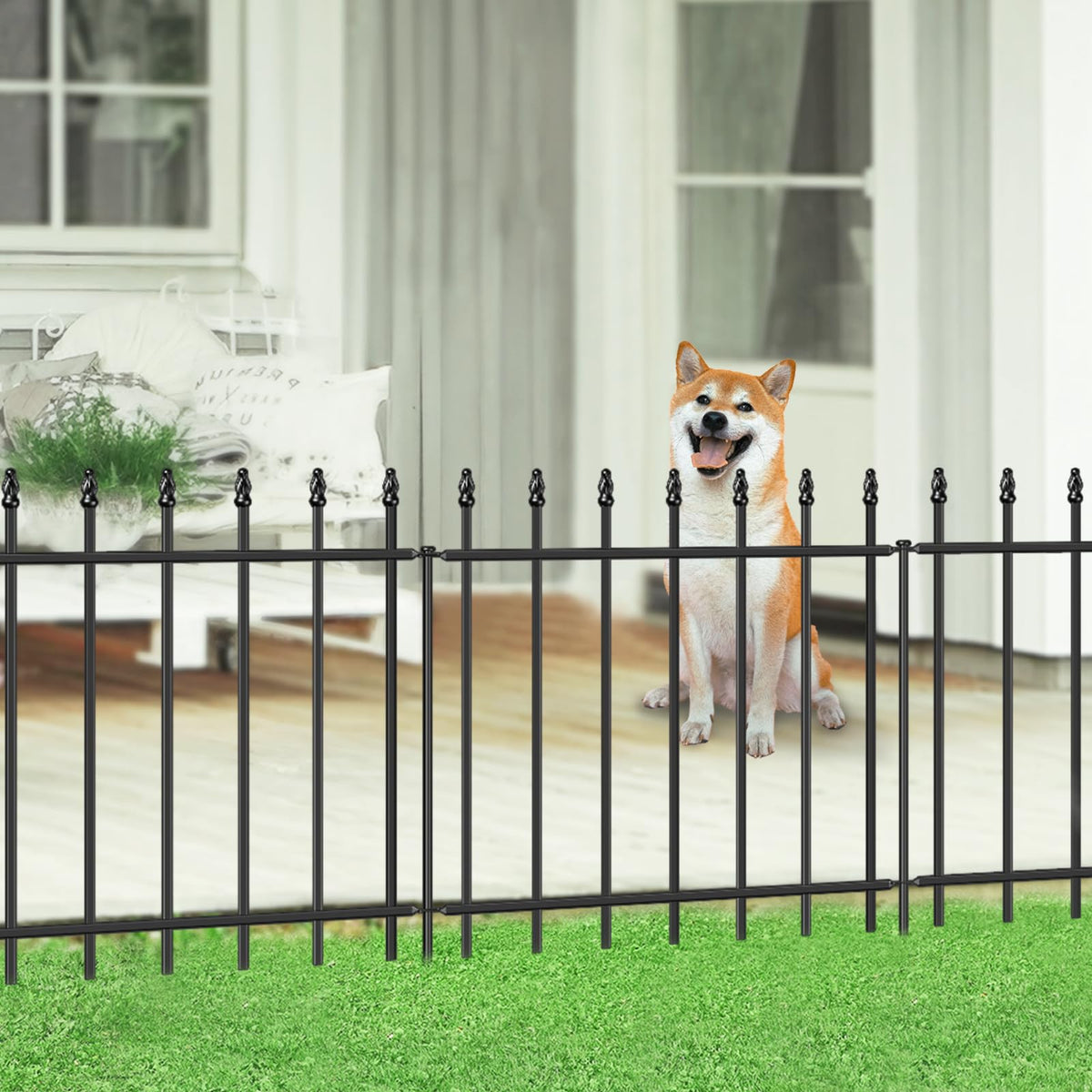 HTQXS Decorative Metal Garden Fence