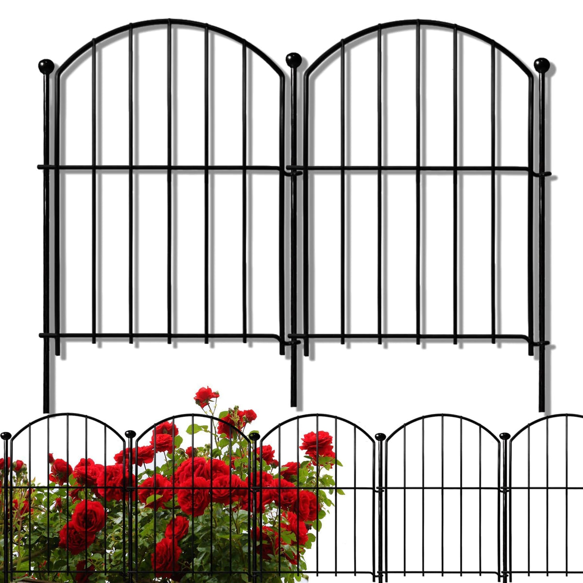 HTQXS 10-Pack Decorative Metal Garden Fence
