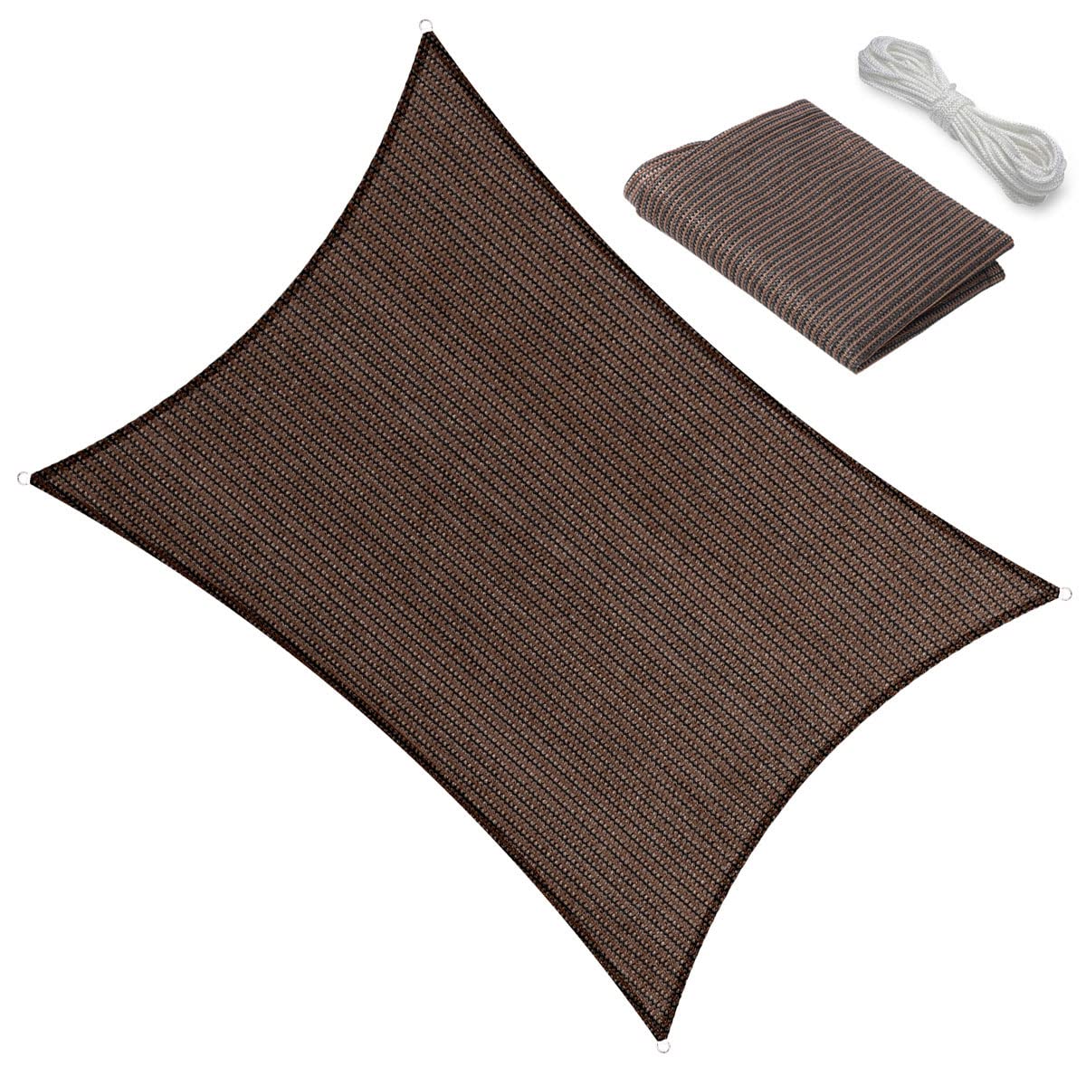 HTQXS 10 X 12 Ft Brown Outdoor Sun Shade Sail Canopy