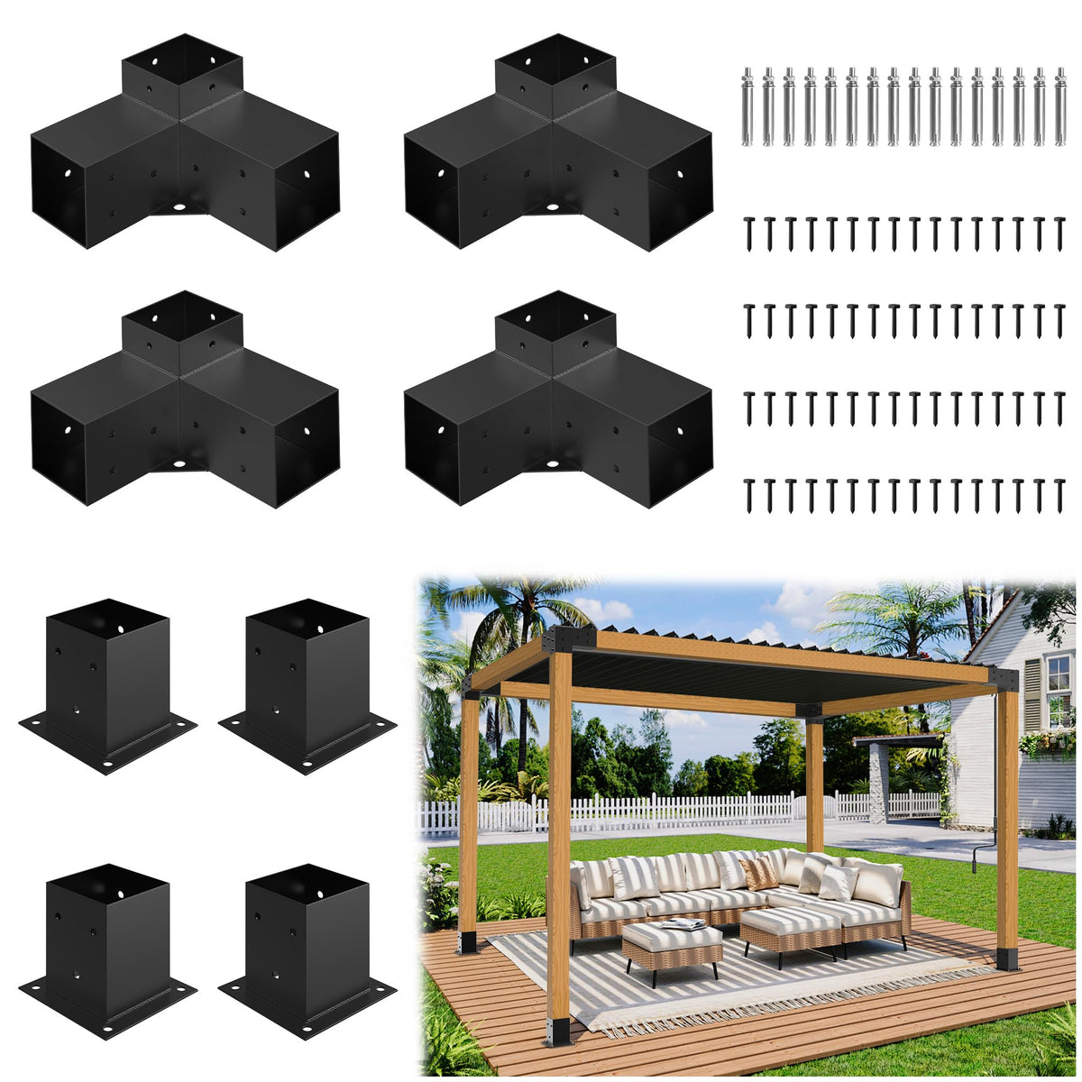 HTQXS Heavy-Duty Aluminum Pergola Bracket Kit